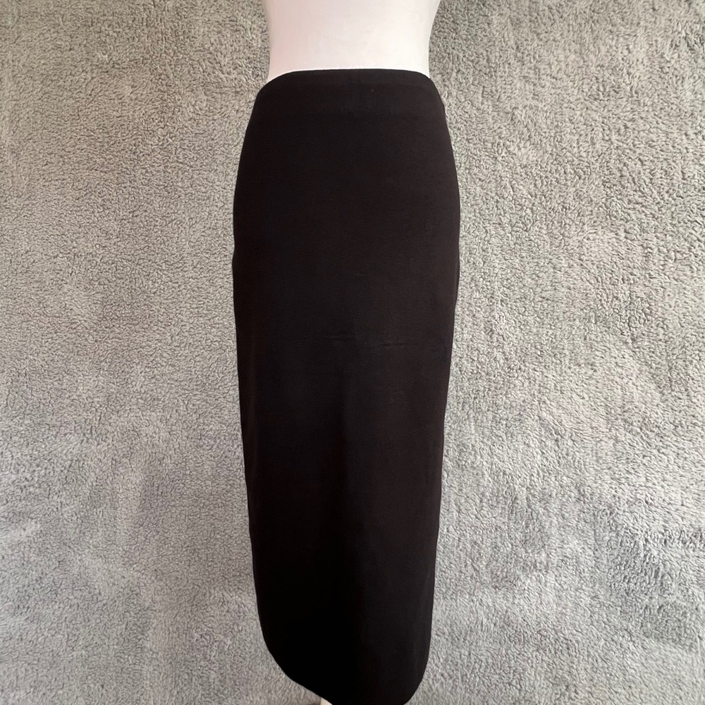 Express Black Knit Midi Pencil Skirt Stretch Womens Small Minimalist Capsule